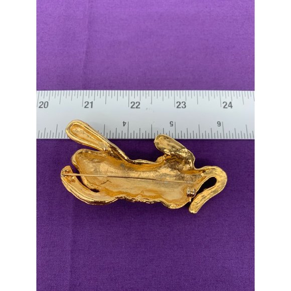 Unmarked Crouching Tiger Broach Pin Large 3.25 Inch Heavy Black Enamel Accents W - Picture 5 of 7